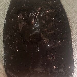 Express Black Sequin Midi Skirt